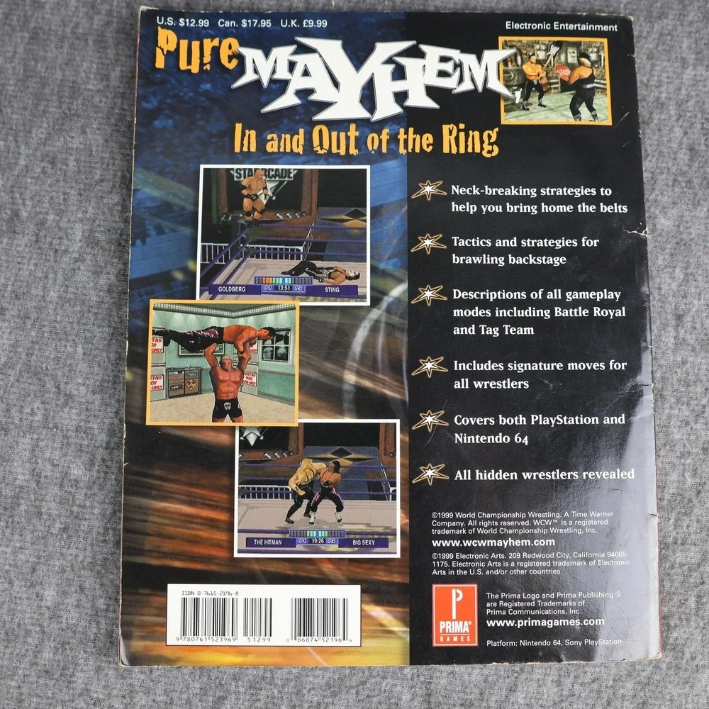 WCW Mayhem Strategy Guide Prima Games PlayStation Nintendo 64 Wrestling EA Book